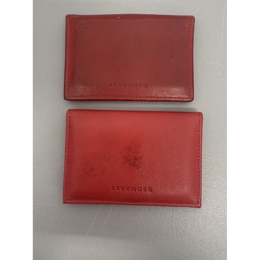 Levenger Women's Leather Card Wallet Red Set‎ Of 2 #5